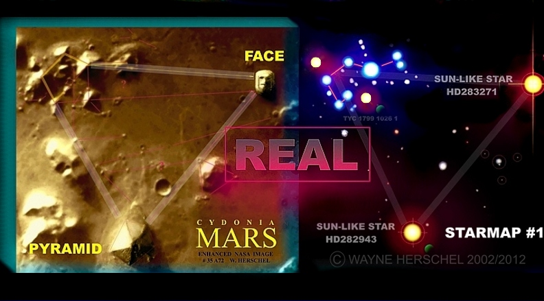 star map cydonia on mars