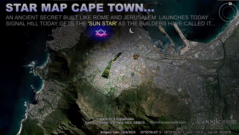 Cape Town star map pleiades leg of the bull