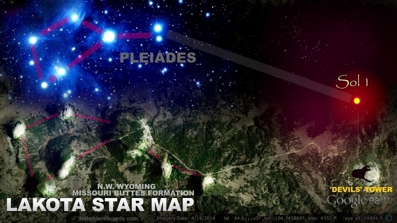 STAR MAP DEVILS TOWER - LAKOTA TRIBE WYOMING USA