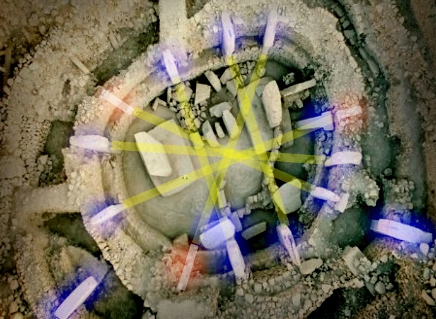 Gobekli Tepe Arial view image of stone circle with highlights