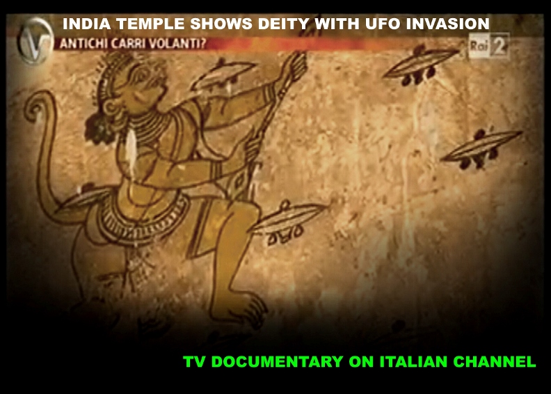Indian Temple shows deity with UFO invasion