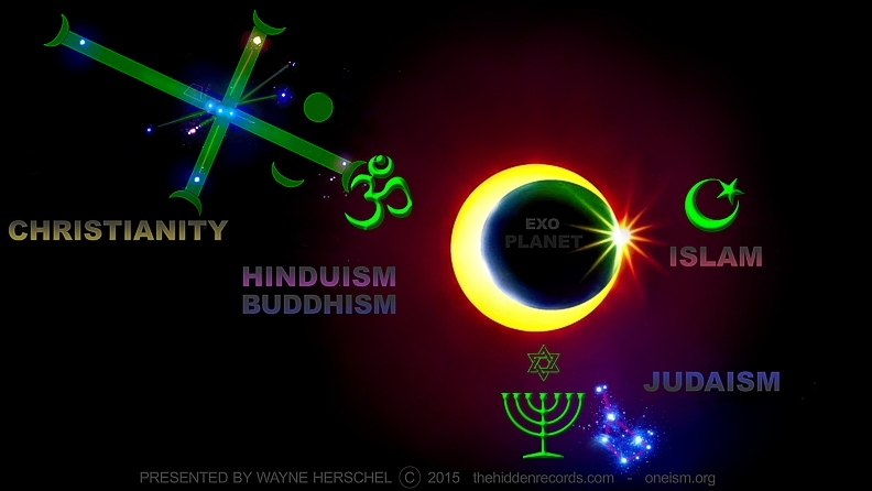 Religion Icons Cross Menorah Crescent Om Pleiades Orion