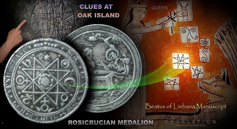 Rosicrucian medallion connection with clues at Oak Island and Beauts of Liebana Manuscript