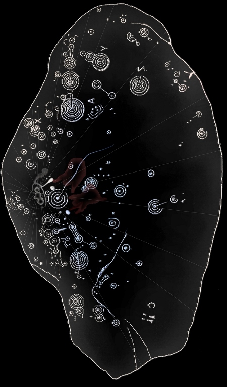 Scotland Cochno Stone symbol interpretation - Orion's belt, the Pleiades, Sol 1, Sol 2 and Sol 3