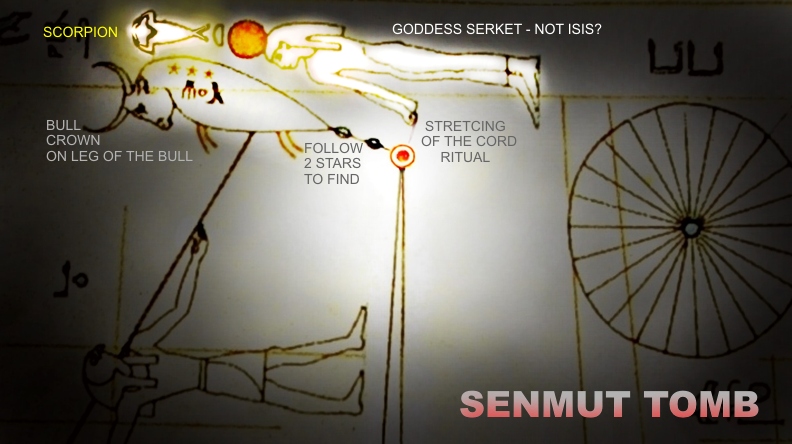 Senmut tomb with Selket scorpion and leg of the bull