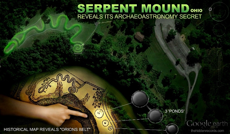 Serpent mound Ohio with Orion's belt