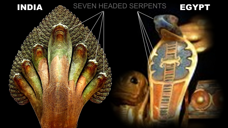 Indian and egyptian depictions of seven headed dragons