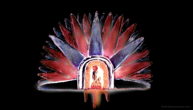 Sphinx ceremonial fan with Horus occupant