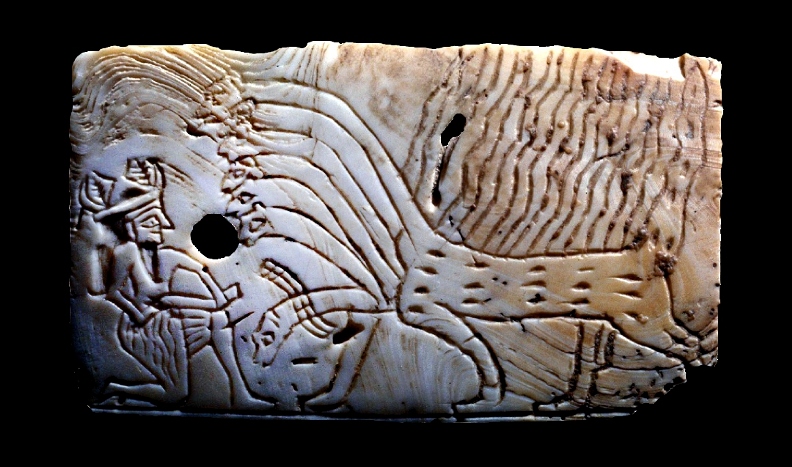 Sumerian shell with depiction of seven headed dragon