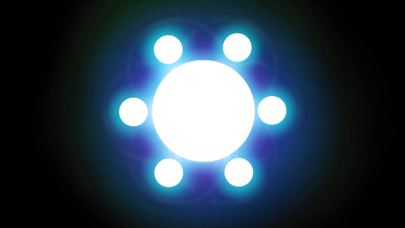 The two clearest symbols themes in the flag, The 7 circles for Pleiades and the sun star at its centre